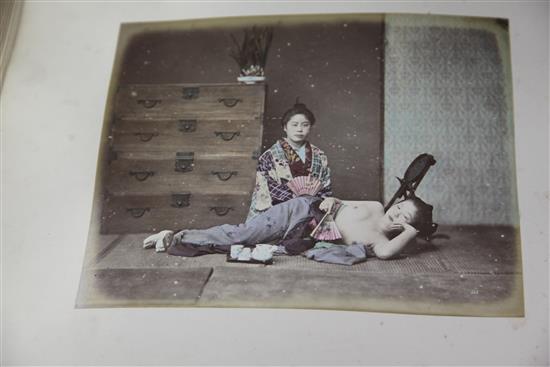 A late 19th / early 20th century photograph album Views and Costumes of Japan by Stillfried and Andersen of Yokohama, album overall 1